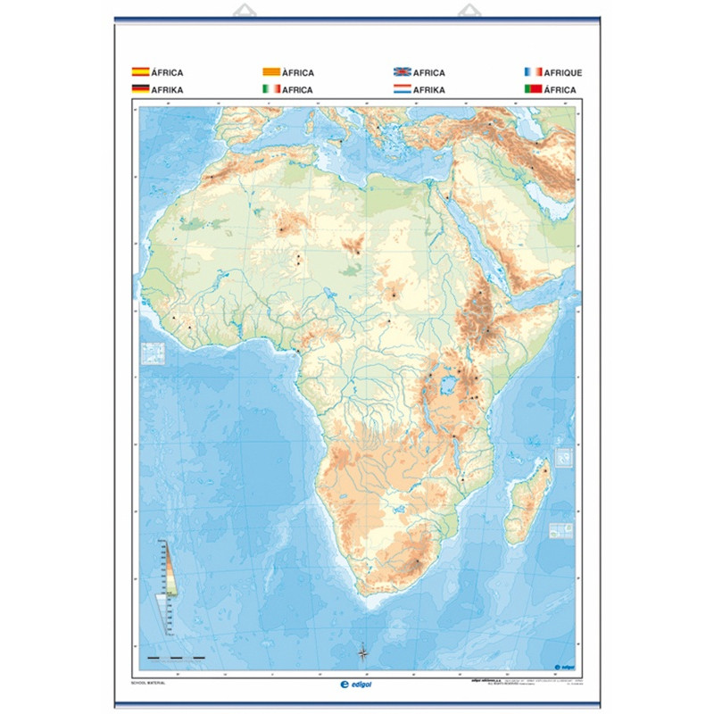 Mapa Mural Mudo De Frica F Sico Pol Tico