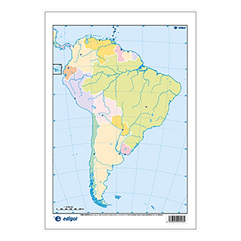 Mudos de ejercicios - América del Sur (bolsa 5 mapas físicos y 5 políticos)