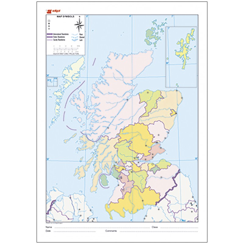 Mudos de ejercicios - Scotland (bolsa 10 mapas físico-políticos)