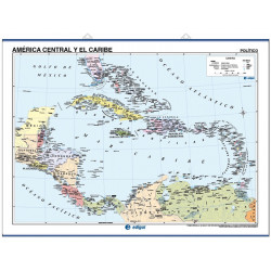 Mapa mural de América Central y el Caribe - Físico / Político