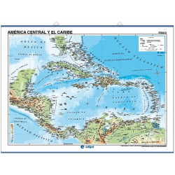 Carte murale de l'Amérique centrale et des Caraïbes - Physique / Politique