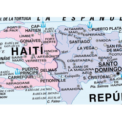 Carte murale de l'Amérique centrale et des Caraïbes - Physique / Politique