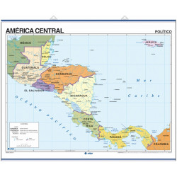 Carte murale de l'Amérique centrale - Physique / Politique