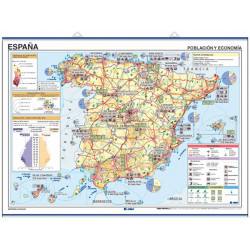 Mapa mural de España, Climatología / Economía - Población