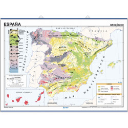 Carte murale de l'Espagne, Géologique / Climat