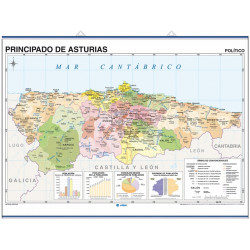 Carte murale de la Principauté des Asturies - Physique / Politique