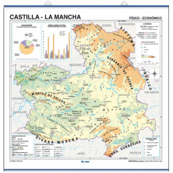 Mapa mural de Castilla-La Mancha, Físico-Político / Económico