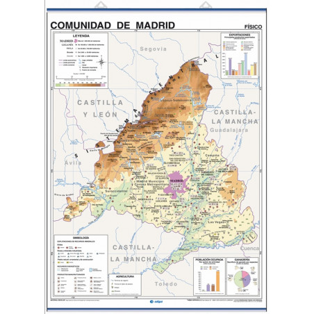 Mapa mural de la Comunidad de Madrid - Físico / Político