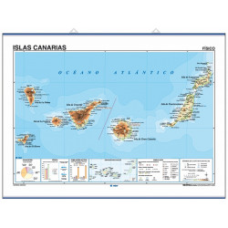 Carte murale des îles Canaries - Physique / Politique
