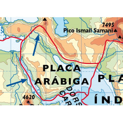 Carte murale - Reliefs Continentaux et Sous-marins / Plaques Tectoniques