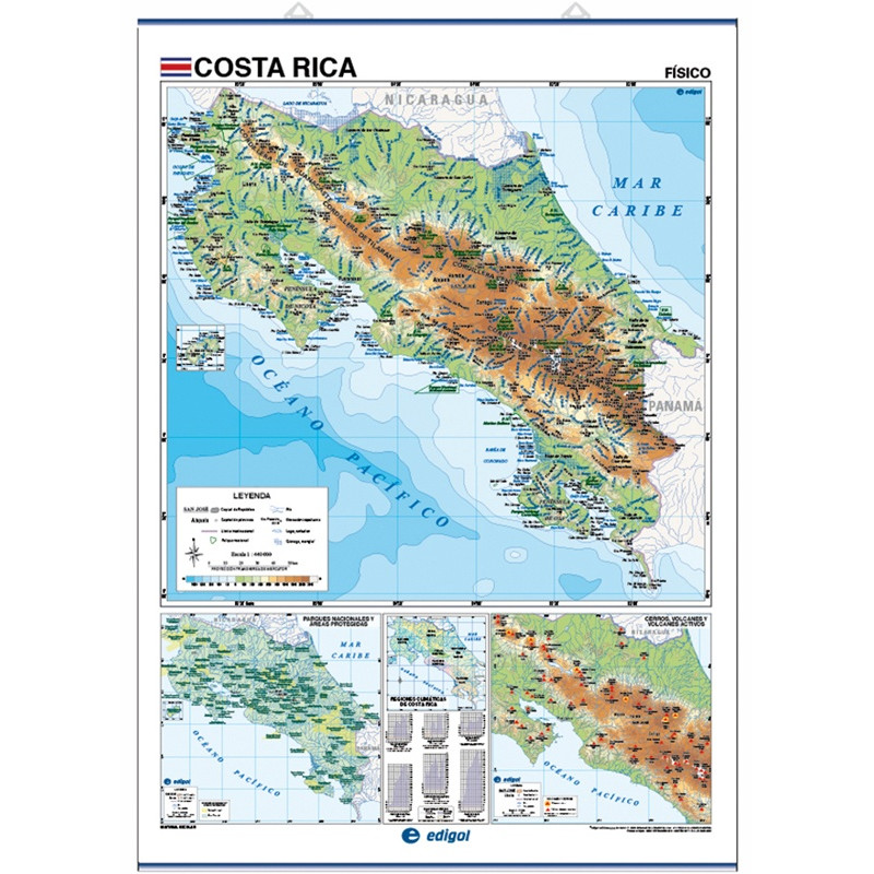 Mapa Mural De Costa Rica F Sico Pol Tico