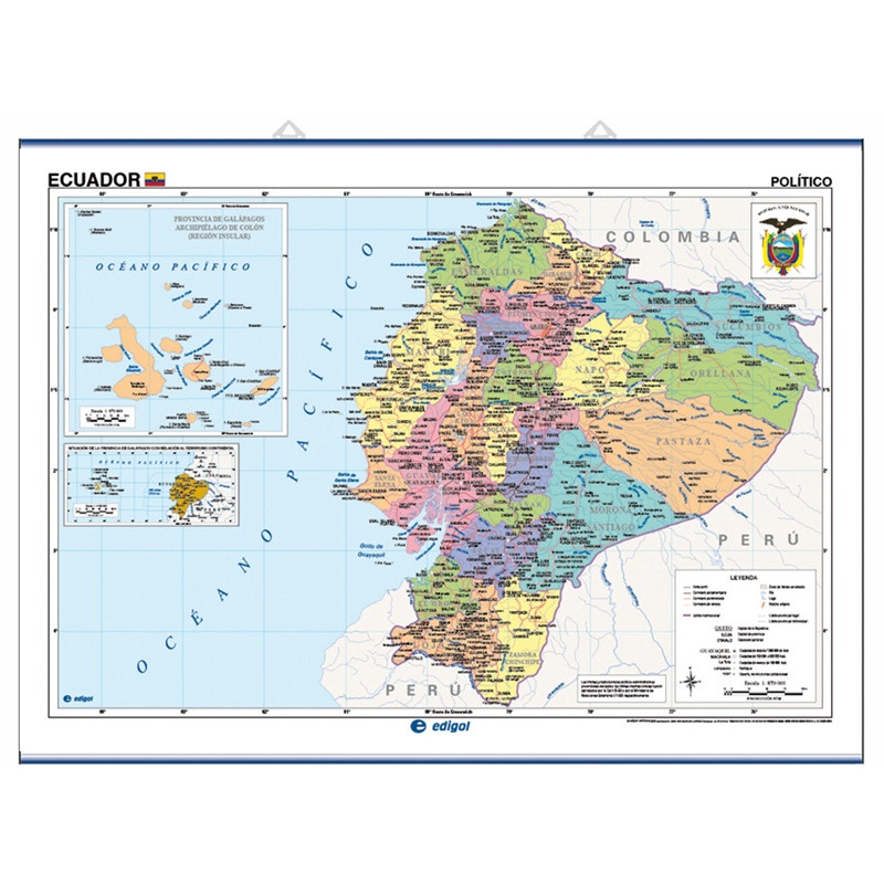 Mapa mural de Ecuador - Físico / Político