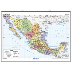 Carte murale du Mexique - Physique / Politique
