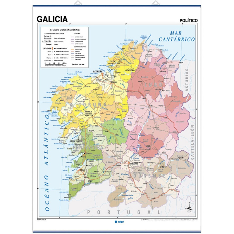 Mapa mural de Galicia - Físico / Político