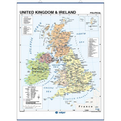 Mapa mural del Reino Unido - Físico / Político