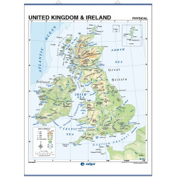 Carte murale du Royaume-Uni - Physique / Politique
