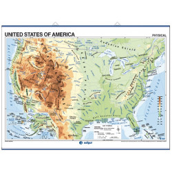 Carte murale des États-Unis - Physique / Politique