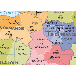 Mapa mural de Francia - Físico / Político