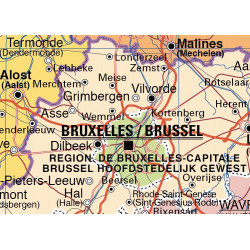 Mapa mural de Bélgica - Físico / Político