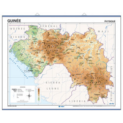Mapa mural de Guinea - Físico / Político