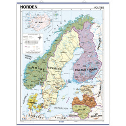 Mapa mural de los Países Nórdicos - Físico / Político