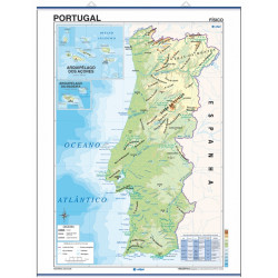 Carte murale du Portugal - Physique / Politique
