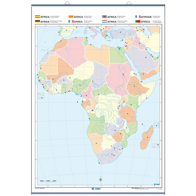 Carte murale muette de l'Afrique, Physique / Politique