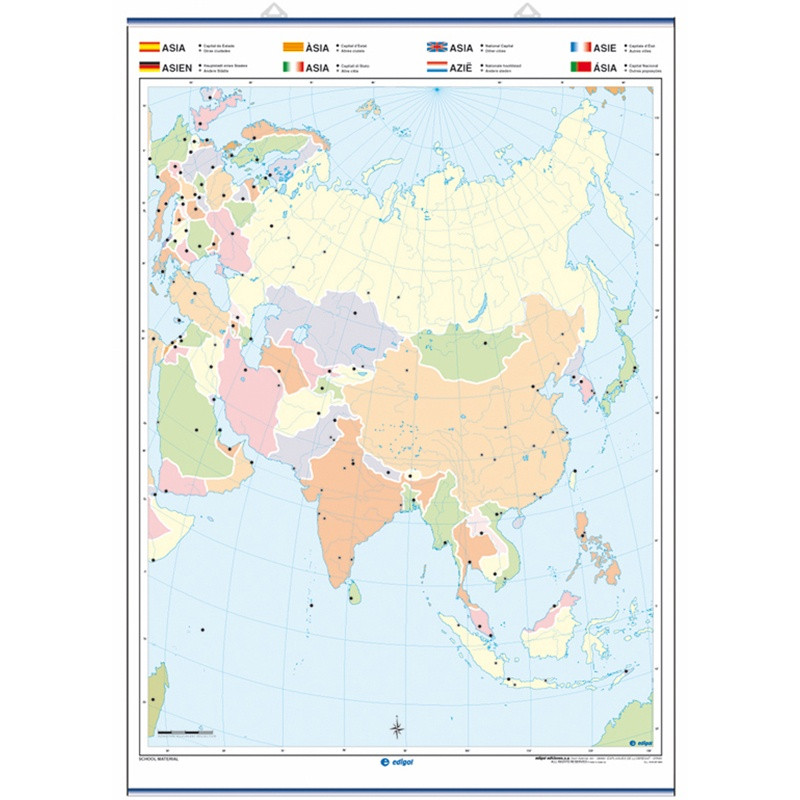 Mapa Mural Mudo De Asia Fisico Politico