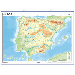 Mapa mural mudo de España, Físico / Político