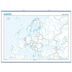 Mapa mural mudo de Europa a 2 colores, Físico / Político