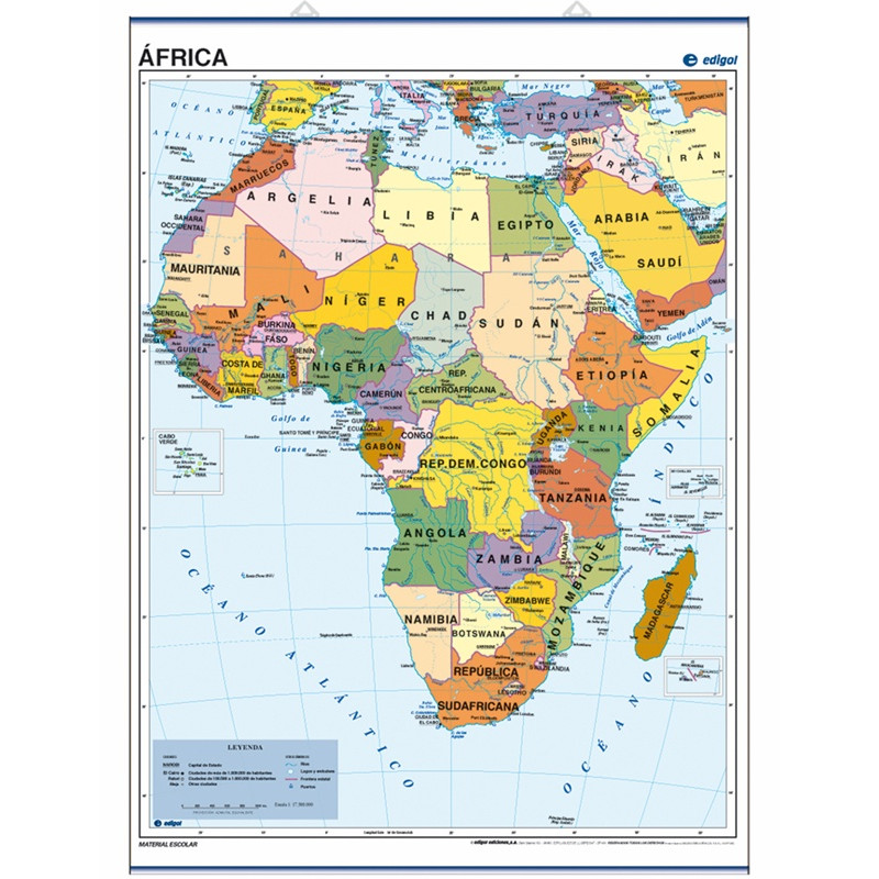 Mapa póster de África, 70 x 50, Político