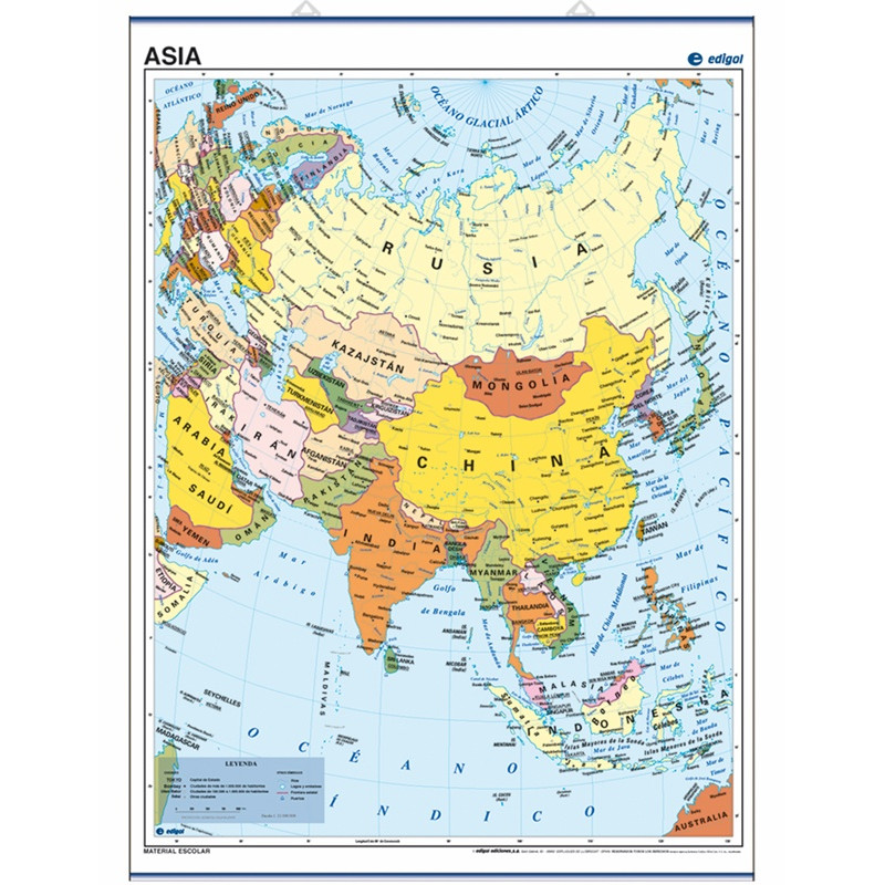 Mapa póster de Asia, 50 x 70, Político