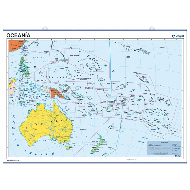Carte poster de l'Océanie, 70 x 50, Politique