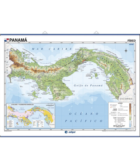 Carte murale du Panama - Physique / Politique
